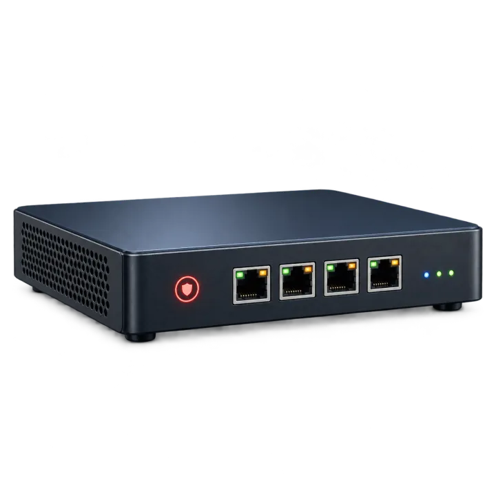 Unbranded compact gateway representing guided firewall management